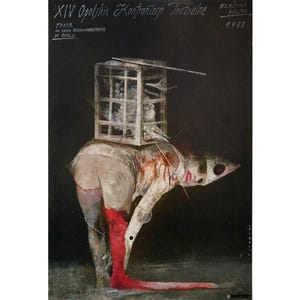 1988 Polish Theater poster, &quot;XIV Opolskie Konfrontacje Teatralne&quot; (14th Opole Theater Confrontations) - Sadowski