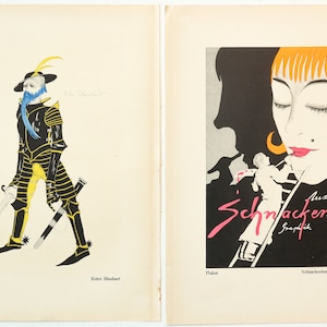 1922 Original Art Deco Plakat, Ritter Blaubart: Schnackenberg - Austellung (Recto/Verso)