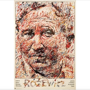 1987 Original Polish poster, Rozewicz (Playwright), Galeria Teatru Nowego Warszawa (Sweirzy)