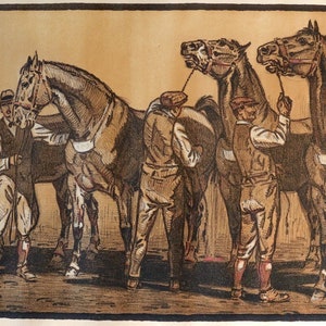 1933 French Equestrian Poster, Five Jockeys and Their Horses
