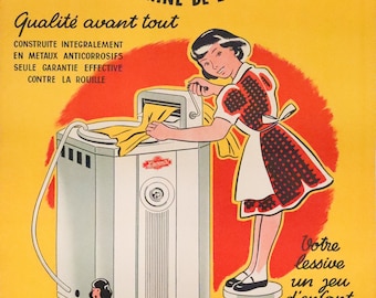 1940s French Art Deco Advertising Poster - La Machine à Laver, L