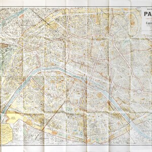 1958 年オリジナル Cartes Tarides パリ地図、パリ計画 (5 色の折りたたみ地図)