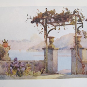 1905 Original Italian Print - Italian Travel Colour Plate - Limonta, Lago di Como
