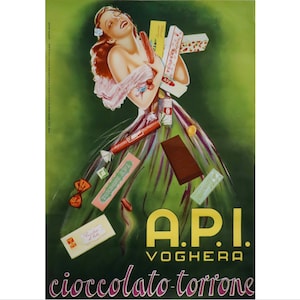 1955 Italiaanse zoetwarenadvertentie, Cioccolato-Torrone, A.P.I. Voghera