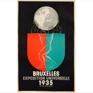 1935 Brussels International Exposition Poster (French, Linen-backed)