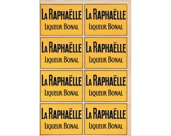 Póster francés vintage de alcohol de los años 20, La Raphaelle (texto negro/fondo amarillo)