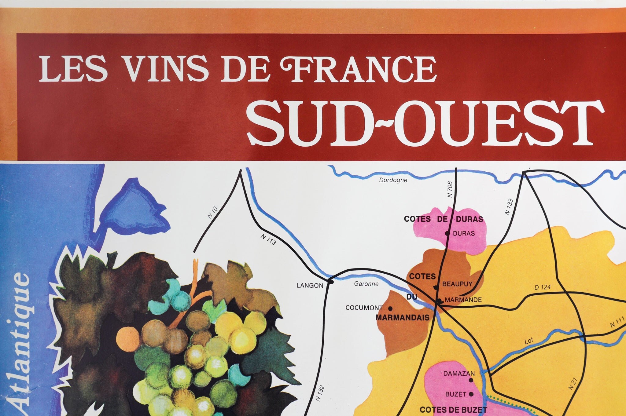 1960s Original French Alcohol Poster, Vignobles de France - SOPEXA ...