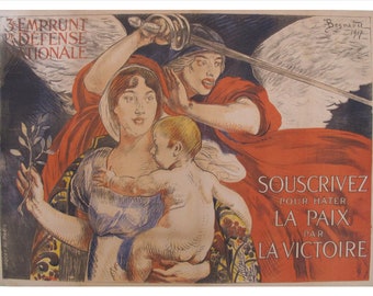 1917 Original French WWI Poster - 3e Emprunt - La Paix par la Victoire