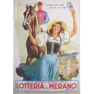 1950s Italian Lottery Poster - Lotteria di Merano (carton)