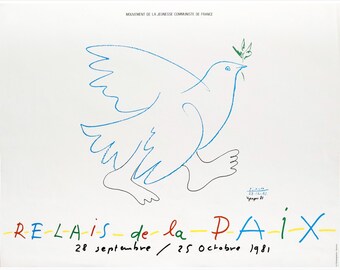 1981 French Exhibition Poster, "Relais de la Paix", Mouvement de la Jeunesse communiste de France