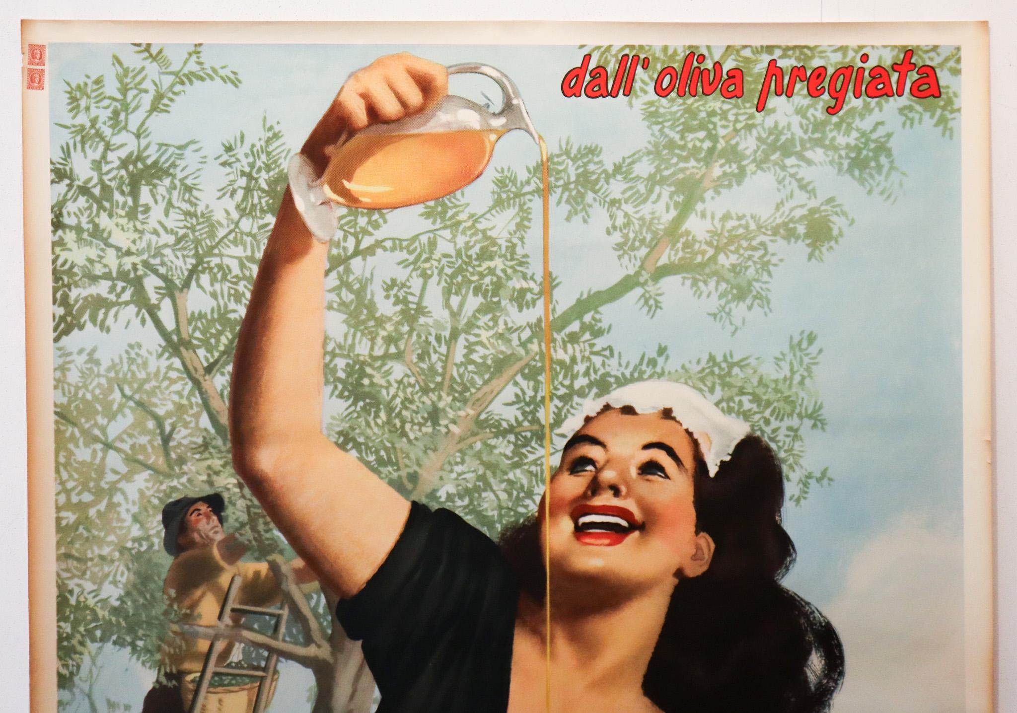 1950 Original Oversize Italian Advertising Poster - Olio Radino