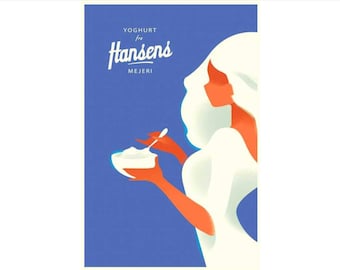 2015 Contemporary Danish Poster, Mads Berg - Hansen&#39;s Yoghurt (Mejeri)