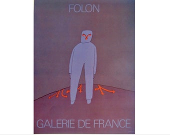 1983 Original French Surrealist Poster, Galerie de France (Man with Arrows)