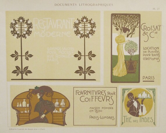 1900 carte postale Belle Epoque avec image ‘Les Arts’ de Mucha 1900 carte postale Belle Epoque avec image ‘Les Arts’ de Mucha
