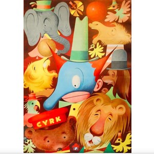 1980 Polish Circus Poster - CYRK (Various Circus Characters)
