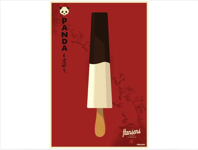 2020 Danish Modern Poster, Hansen's Panda (ice Cream) - Etsy