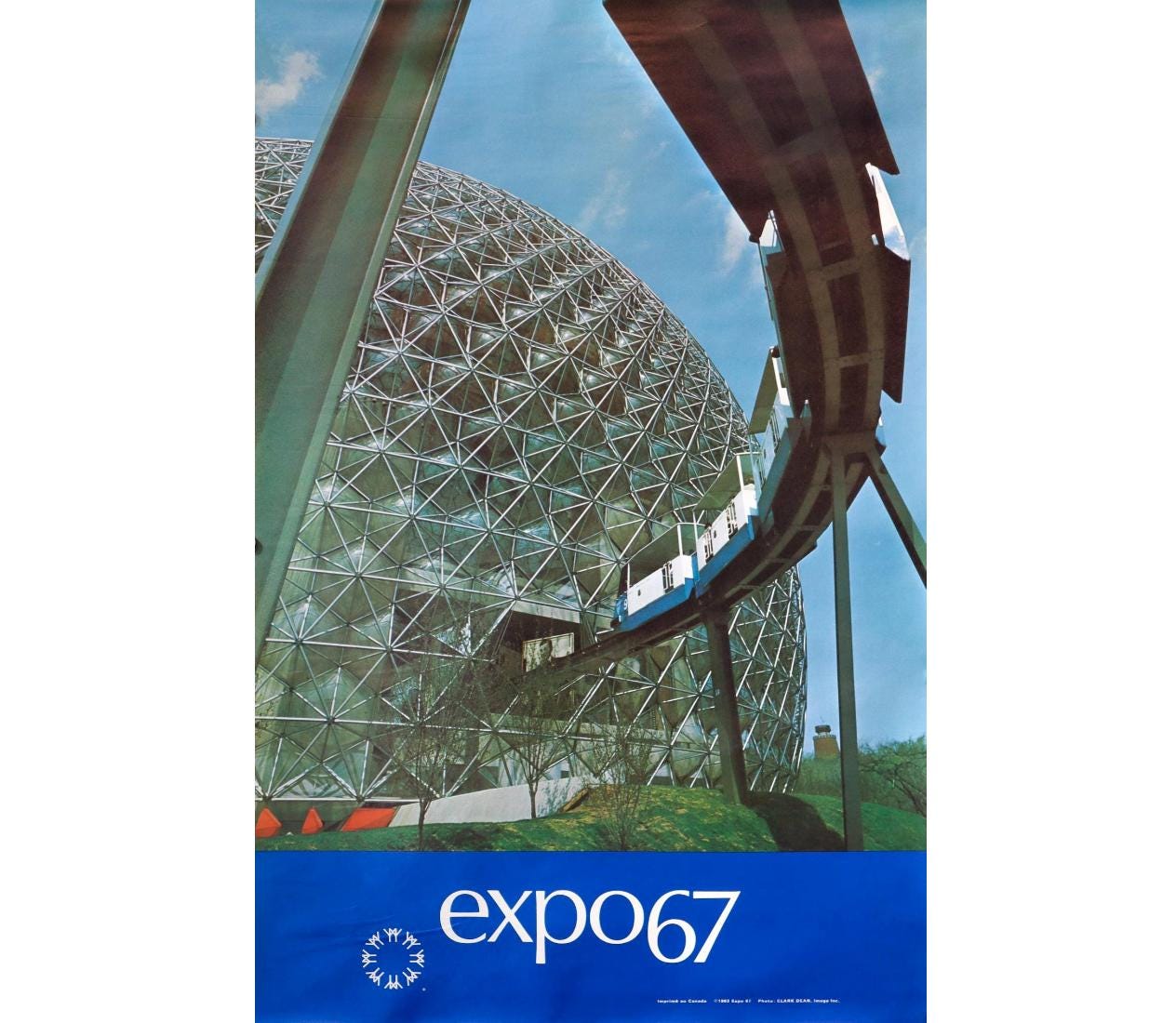 1967 Montreal Vintage Poster, Expo 67, Blue Background With