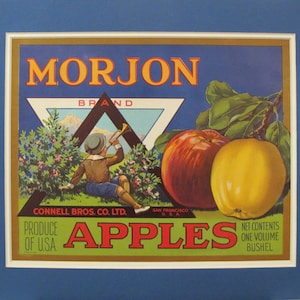 1940s American Fruit Crate Label, Morjon Apples