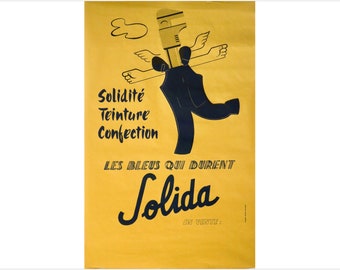 1940's French Men's Fashion Advertisement, Solida  “Les Bleus qui durent”