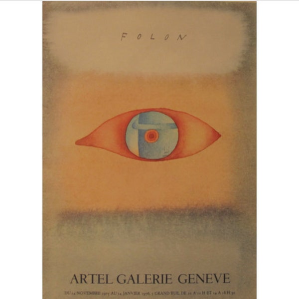 1983 Original Jean Michel Folon French Poster, Artel Galerie Geneve (1976)