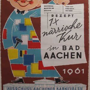 1961 Original vintage German Carnival Poster - AAK - Ausschuss Aachener Karneval e.v.