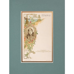1900 Original Français Menu Publicitaire (Fille Bretonne d'Ouessant) Passé