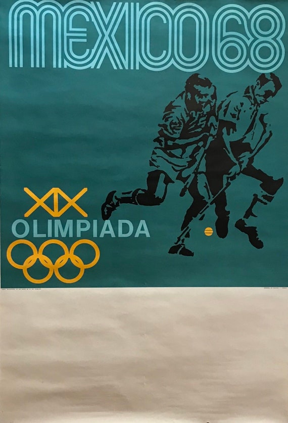 1968 Mexiko Olympia Poster Fangen Sie Hockey Olympia Etsy