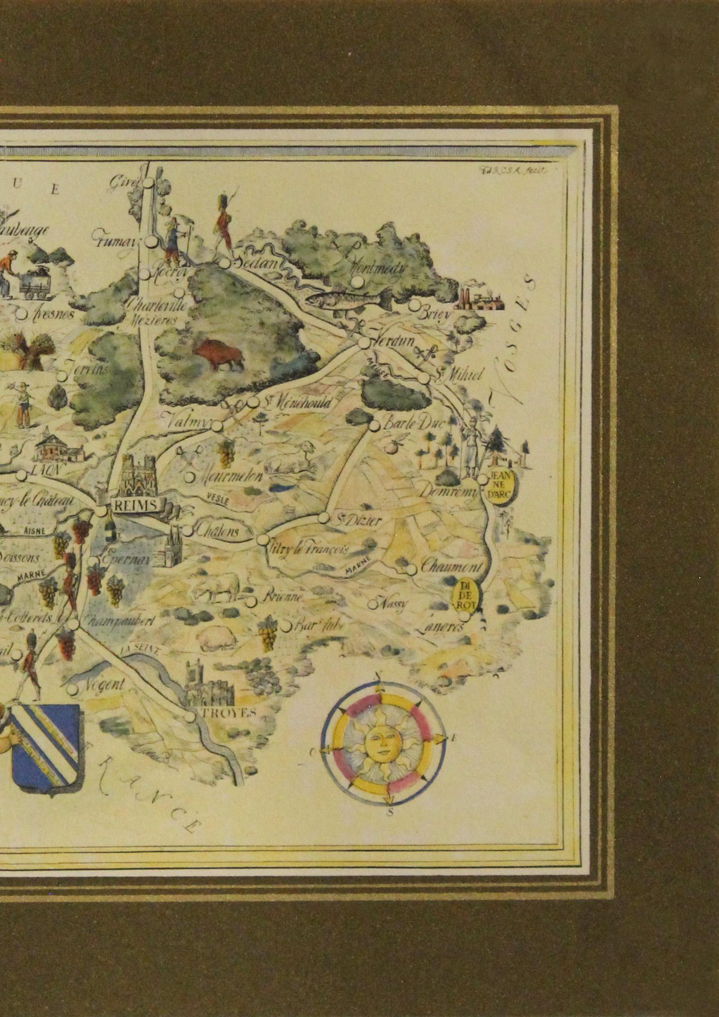 1960's French Vintage Mini Map, La Champagne Et Le Nord De La France - Etsy