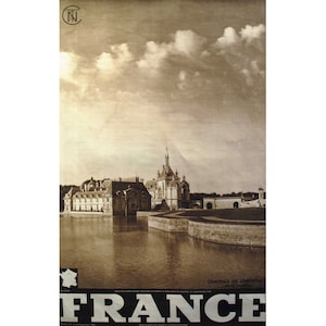 1950s Vintage French Travel Poster, Chateau de Chantilly