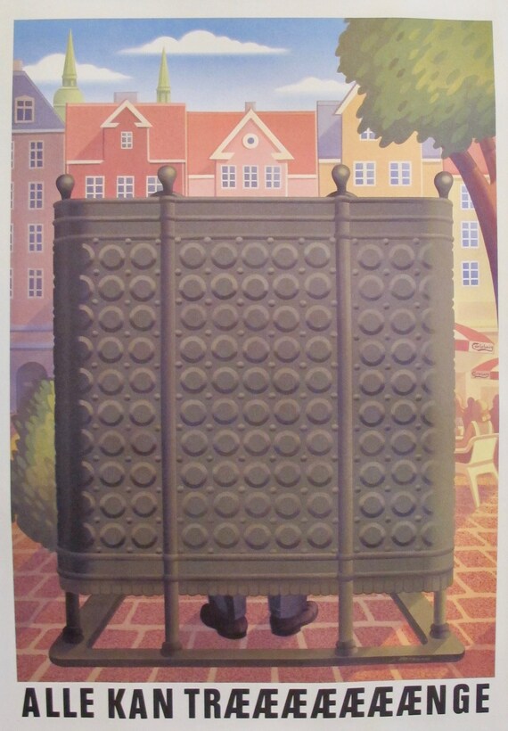 Cartel Danes De La Cerveza Carlsberg De 1980 Arte De La Etsy