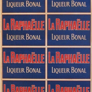 1920&#39;s French Vintage Alcohol Poster, La Raphaelle - Liqueur Bonal (BlueRed)