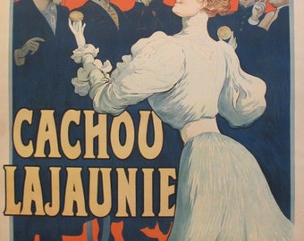 1900s Original French Belle Epoque Poster - Cachou Lajaunie