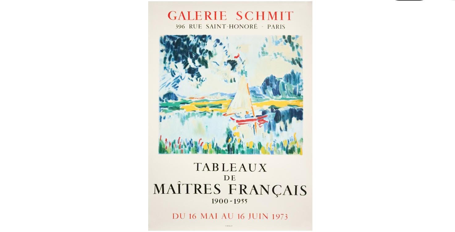 1973 年フランス展覧会ポスター、ギャラリー シュミット、「Tableaux