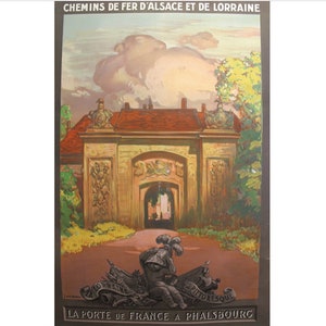 1930s Original French Art Deco Travel Poster, Chemins de Fer d&#39;Alsace et Lorraine, La Porte de France a Phalsbourg