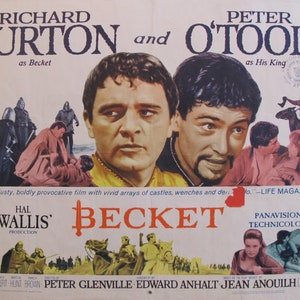 1964 Original American Movie Poster - &quot;Becket&quot; with Richard Burton & Peter O&#39;Toole