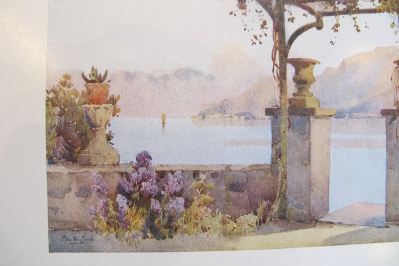 1905 Original Italian Print Italian prints by Ella du Cane Italian Travel Colour Plate Vintage Wall Art Limonta Lago di Como