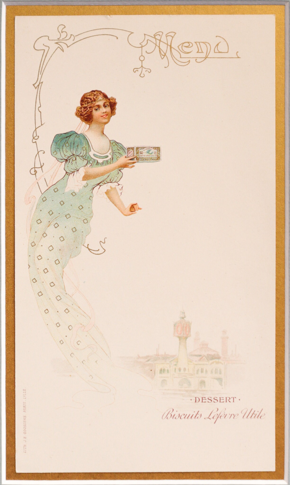 LUビスケット　エンボス加工Lefevre Utile 1900年カレンダー LUビスケットエンボス加工Lefevre Utile 1900年カレンダー