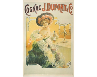 1905 Original French Art Nouveau Poster, Cognac J. Dupont (Linen Backed)