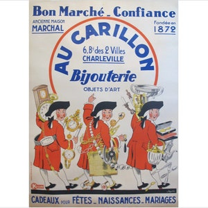 1937 French Art Deco Jewelry Poster - Au Carillon Bijouterie