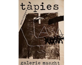 1974 French Exhibition Poster, Monotypes, Antoni Tapies at Galerie