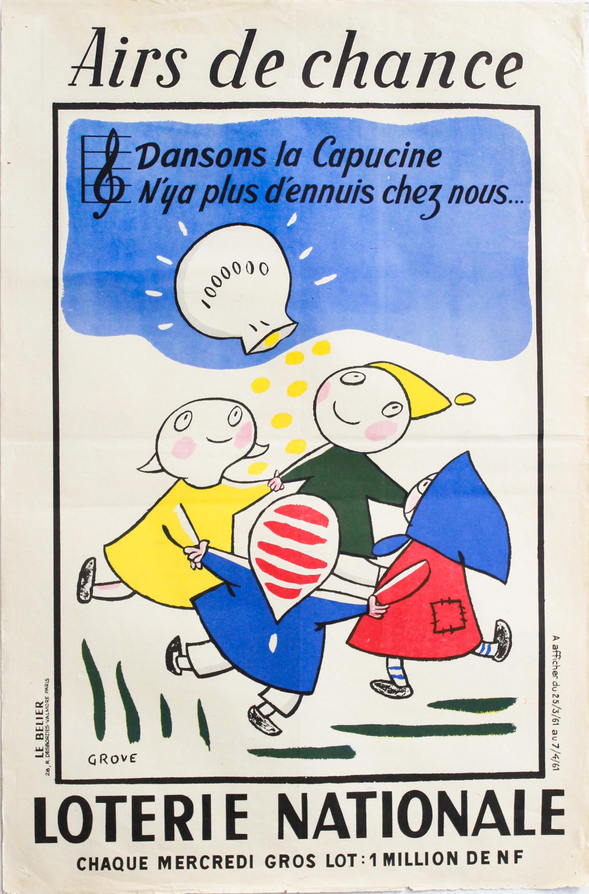 1961 年フランス Loterie Nationale オリジナル ポスター、Airs de