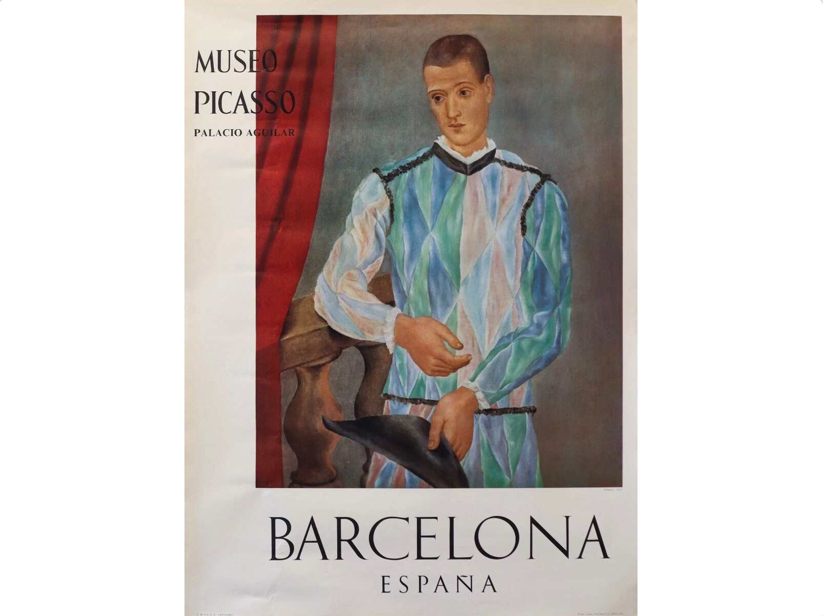 1966 Picasso Exhibition Poster, Arlequin, Museo Picasso Barcelona