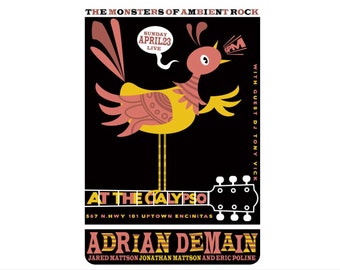 2006 American Concert Poster, Adrian Demain at the Calypso, Scrojo