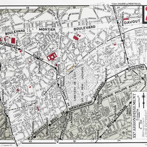 1959 年パリ第 20 区のオリジナル Cartes Tarides 地図