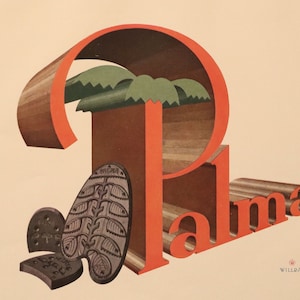 1923 Austrian Art Deco Poster, Palma (Rubber Soles)