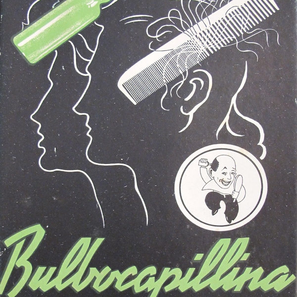 1940's Original Vintage Italian Advertising Carton, "Bulbocapillina - A base vitaminica"