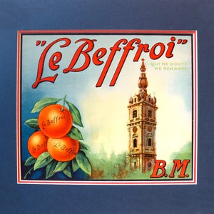 1930 - 1940 Original Vintage Spanish Label, Le Beffroi &quot;Qui Me Goute me Demande&quot; (Matted)