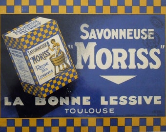 1920s Original Vintage French Tin, Savonneuse Moriss