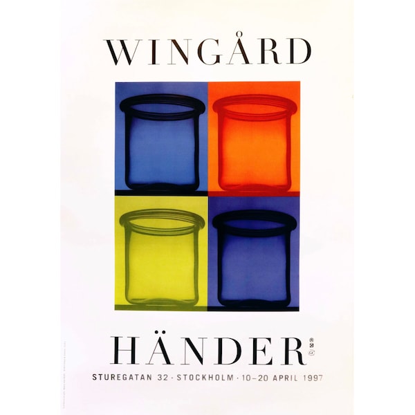 1997 Swedish Exhibition Poster, Wingärd Händer, Color Blocking