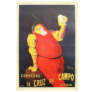 1906 French Art Deco Poster, La Cruz Del Campo Beers (1980&#39;s Re-issue) Leonetto Cappiello